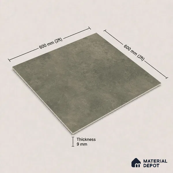 Plain Floor & Wall Tile TL 11095 Verdant Forge | 2 ft x 2 ft Matte Finish Vitrified Tile - 9 mm | Suitable For Living Room, Bedroom, Bathroom