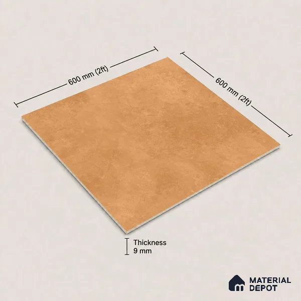 Plain Floor & Wall Tile TL 11096 Sahara Clay | 2 ft x 2 ft Matte Finish Vitrified Tile - 9 mm | Suitable For Living Room, Bedroom, Bathroom