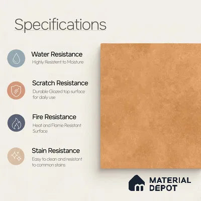 Plain Floor & Wall Tile TL 11096 Sahara Clay | 2 ft x 2 ft Matte Finish Vitrified Tile - 9 mm | Suitable For Living Room, Bedroom, Bathroom
