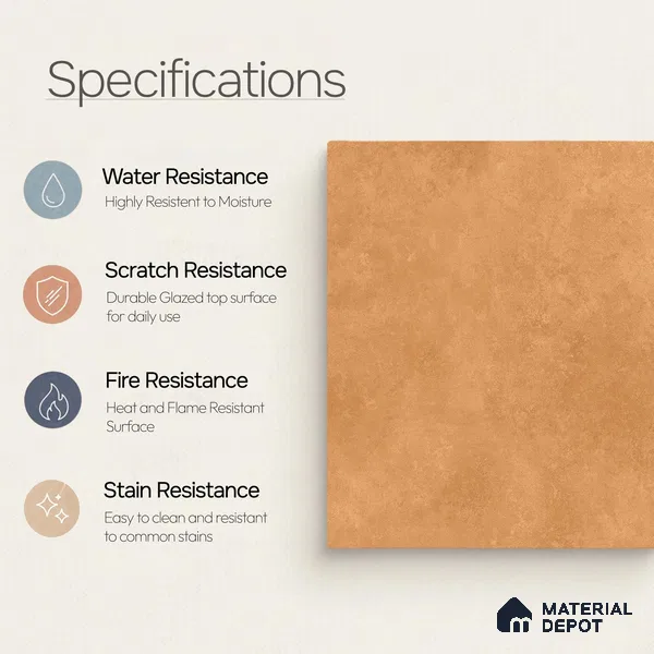 Plain Floor & Wall Tile TL 11096 Sahara Clay | 2 ft x 2 ft Matte Finish Vitrified Tile - 9 mm | Suitable For Living Room, Bedroom, Bathroom
