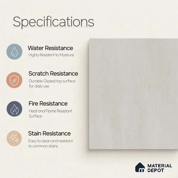 Plain Floor & Wall Tile TL 11097 Solace Veil | 2 ft x 2 ft Matte Finish Vitrified Tile - 9 mm | Suitable For Living Room, Bedroom, Bathroom
