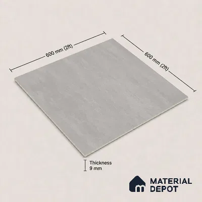 Plain Floor & Wall Tile TL 11098 Argento Cloud | 2 ft x 2 ft Matte Finish Vitrified Tile - 9 mm | Suitable For Living Room, Bedroom, Bathroom
