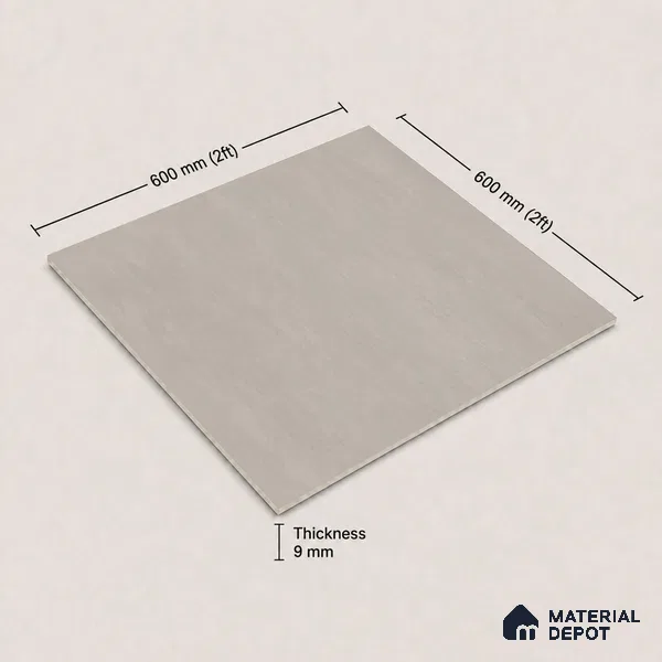 Plain Floor & Wall Tile TL 11099 Taupe Drift | 2 ft x 2 ft Matte Finish Vitrified Tile - 9 mm | Suitable For Living Room, Bedroom, Bathroom