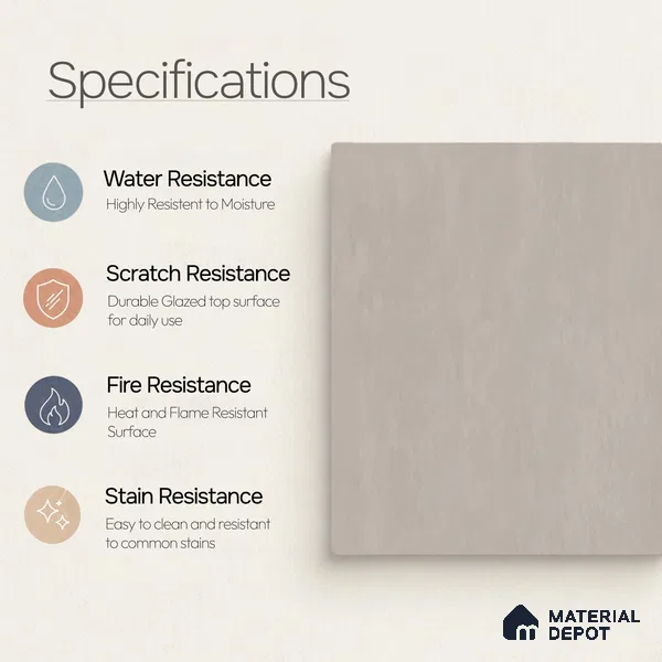 Plain Floor & Wall Tile TL 11099 Taupe Drift | 2 ft x 2 ft Matte Finish Vitrified Tile - 9 mm | Suitable For Living Room, Bedroom, Bathroom