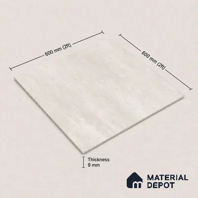 Plain Floor & Wall Tile TL 11101 Luna Chalk | 2 ft x 2 ft Matte Finish Vitrified Tile - 9 mm | Suitable For Living Room, Bedroom, Bathroom