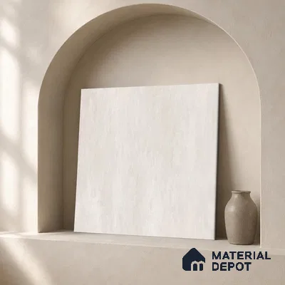 Plain Floor & Wall Tile TL 11101 Luna Chalk | 2 ft x 2 ft Matte Finish Vitrified Tile - 9 mm | Suitable For Living Room, Bedroom, Bathroom