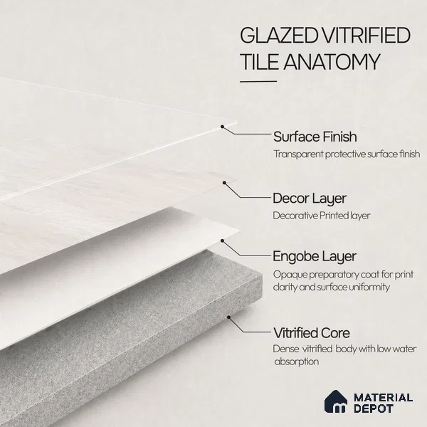 Plain Floor & Wall Tile TL 11101 Luna Chalk | 2 ft x 2 ft Matte Finish Vitrified Tile - 9 mm | Suitable For Living Room, Bedroom, Bathroom