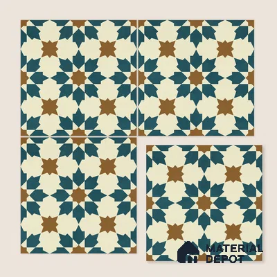 Moroccan Wall & Floor Tile TL 11102 Sahara Star 1 ft x 1 ft Ceramic Matte Finish Tile - 10 mm | Suitable For Kitchen, Bathroom, Balcony