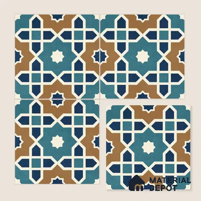 Moroccan Wall & Floor Tile TL 11103 Mosaic Azure 1 ft x 1 ft Ceramic Matte Finish Tile - 10 mm | Suitable For Kitchen, Bathroom, Balcony
