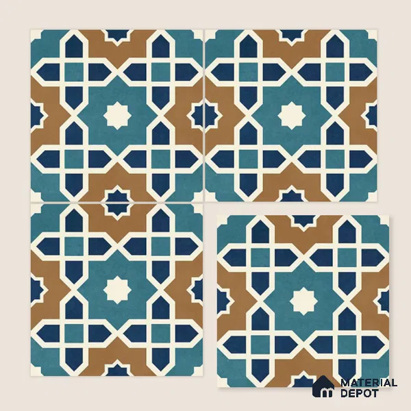 Moroccan Wall & Floor Tile TL 11103 Mosaic Azure 1 ft x 1 ft Ceramic Matte Finish Tile - 10 mm | Suitable For Kitchen, Bathroom, Balcony