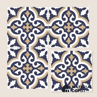 Moroccan Wall & Floor Tile TL 11104 Navy Baroque 1 ft x 1 ft Ceramic Matte Finish Tile - 10 mm | Suitable For Kitchen, Bathroom, Balcony