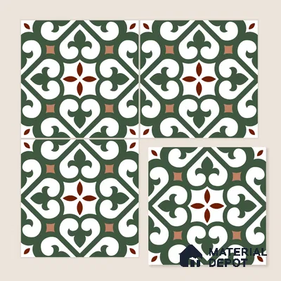 Moroccan Wall & Floor Tile TL 11111 Verdant Fleur 1 ft x 1 ft Ceramic Matte Finish Tile - 10 mm | Suitable For Kitchen, Bathroom, Balcony