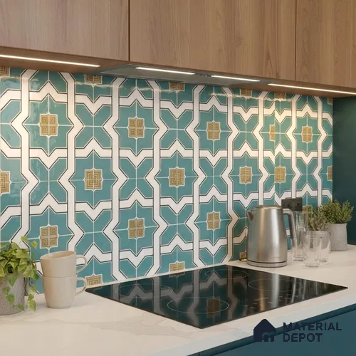 Moroccan Wall & Floor Tile TL 11118 Azure Mosaic 1 ft x 1 ft Ceramic Matte Finish Tile - 10 mm | Suitable For Bathroom, Balcony & Kitchen Backsplash