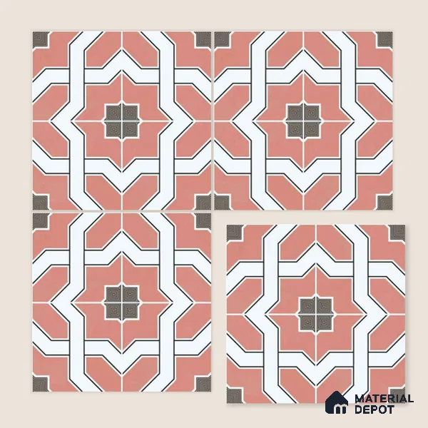 Moroccan Wall & Floor Tile TL 11119 Coral Mosaic 1 ft x 1 ft Ceramic Matte Finish Tile - 10 mm | Suitable For Kitchen, Bathroom, Balcony