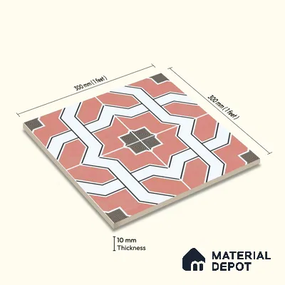Moroccan Wall & Floor Tile TL 11119 Coral Mosaic 1 ft x 1 ft Ceramic Matte Finish Tile - 10 mm | Suitable For Kitchen, Bathroom, Balcony