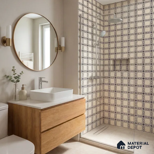 Moroccan Wall & Floor Tile TL 11121 Starline Noir 1 ft x 1 ft Ceramic Matte Finish Tile - 10 mm | Suitable For Kitchen, Bathroom, Balcony