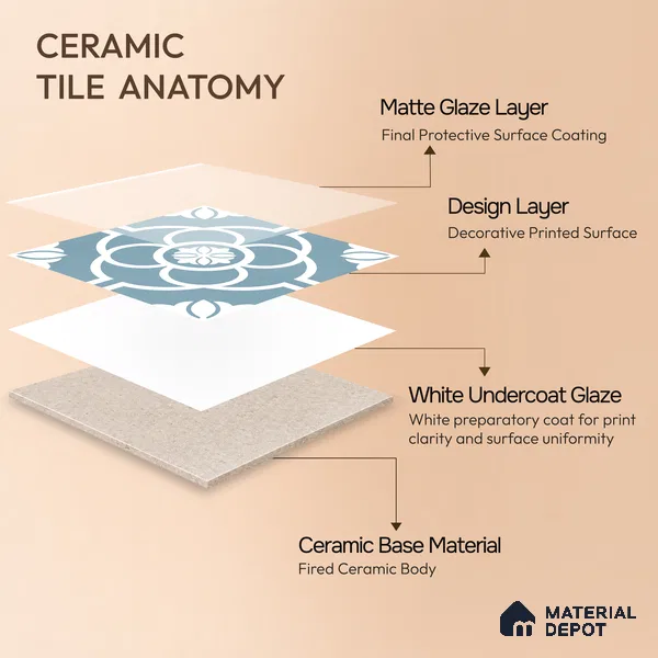 Moroccan Wall & Floor Tile TL 11124 Azure Petal 1 ft x 1 ft Ceramic Matte Finish Tile - 10 mm | Suitable For Kitchen, Bathroom, Balcony