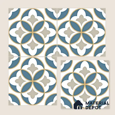 Moroccan Wall & Floor Tile TL 11125 Azure Fleur 1 ft x 1 ft Ceramic Matte Finish Tile - 10 mm | Suitable For Kitchen, Bathroom, Balcony