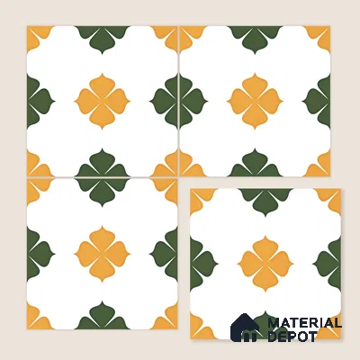 Moroccan Wall & Floor Tile TL 11127 Clover Marigold 1 ft x 1 ft Ceramic Matte Finish Tile - 10 mm | Suitable For Kitchen, Bathroom, Balcony