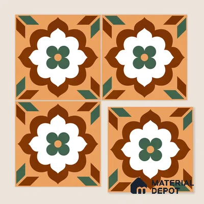 Moroccan Wall & Floor Tile TL 11128 Verdant Blossom 1 ft x 1 ft Ceramic Matte Finish Tile - 10 mm | Suitable For Kitchen, Bathroom, Balcony