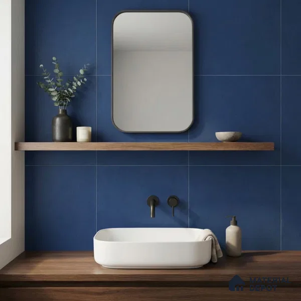 Plain Wall & Floor Base Tile TL 11130 Indigo Coast 1 ft x 1 ft Ceramic Matte Finish Tile - 10 mm | Suitable For Bathroom, Balcony & Kitchen Backsplash