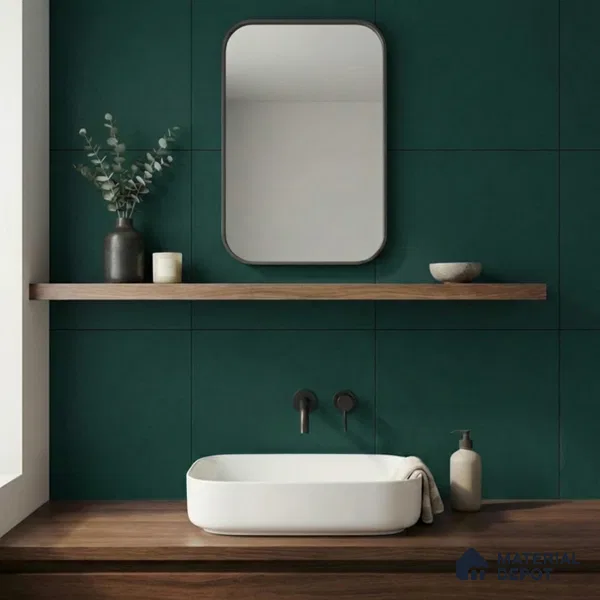 Plain Wall & Floor Base Tile TL 11131 Deep Teal 1 ft x 1 ft Ceramic Matte Finish Tile - 10 mm | Suitable For Bathroom, Balcony & Kitchen Backsplash