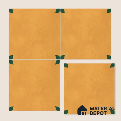 Moroccan Wall & Floor Tile TL 11132 Amber Leaf 1 ft x 1 ft Ceramic Matte Finish Tile - 10 mm | Suitable For Kitchen, Bathroom, Balcony