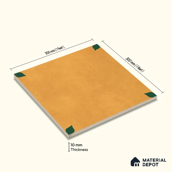 Moroccan Wall & Floor Tile TL 11132 Amber Leaf 1 ft x 1 ft Ceramic Matte Finish Tile - 10 mm | Suitable For Kitchen, Bathroom, Balcony