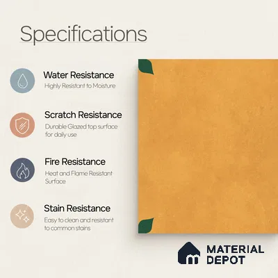 Moroccan Wall & Floor Tile TL 11132 Amber Leaf 1 ft x 1 ft Ceramic Matte Finish Tile - 10 mm | Suitable For Kitchen, Bathroom, Balcony
