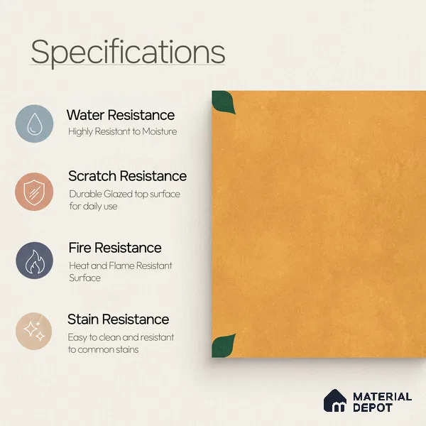 Moroccan Wall & Floor Tile TL 11132 Amber Leaf 1 ft x 1 ft Ceramic Matte Finish Tile - 10 mm | Suitable For Kitchen, Bathroom, Balcony