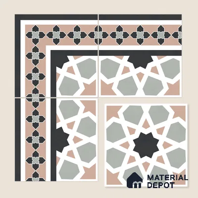 Moroccan Wall & Floor Carpet Border Tile TL 11165 Mosaic Tapestry 1 ft x 1 ft Ceramic Matte Finish Tile - 10 mm | Suitable For Kitchen, Bathroom, Balcony