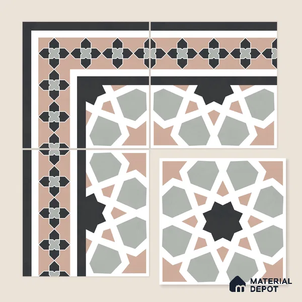 Moroccan Wall & Floor Carpet Border Tile TL 11165 Mosaic Tapestry 1 ft x 1 ft Ceramic Matte Finish Tile - 10 mm | Suitable For Kitchen, Bathroom, Balcony