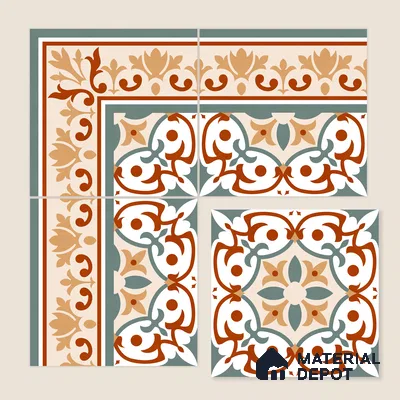 Moroccan Wall & Floor Carpet Corner Tile TL 11169 Terracotta Fleur 1 ft x 1 ft Ceramic Matte Finish Tile - 10 mm | Suitable For Kitchen, Bathroom, Balcony