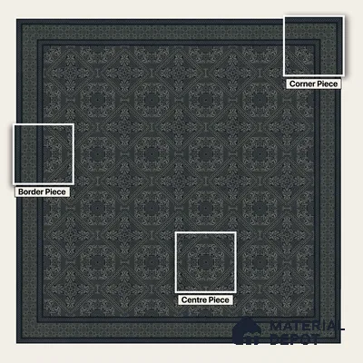 Moroccan Wall & Floor Carpet Center Tile TL 11173 Noir Tapestry 1 ft x 1 ft Ceramic Matte Finish Tile - 10 mm | Suitable For Kitchen, Bathroom, Dining Area