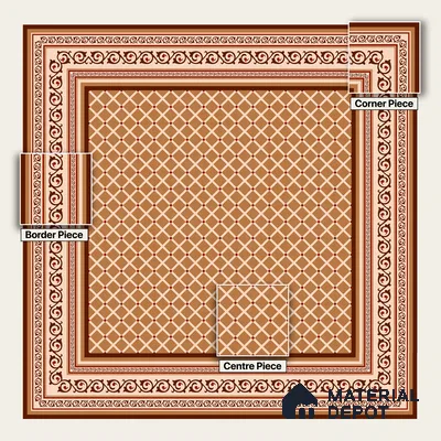 Moroccan Wall & Floor Carpet Center Tile TL 11176 Terracotta Lattice 1 ft x 1 ft Ceramic Matte Finish Tile - 10 mm | Suitable For Kitchen, Bathroom, Dining Area
