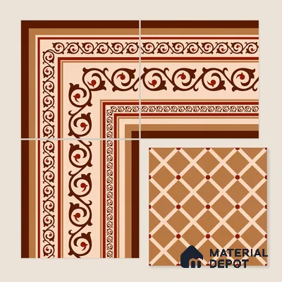 Moroccan Wall & Floor Carpet Border Tile TL 11177 Russet Filigree 1 ft x 1 ft Ceramic Matte Finish Tile - 10 mm | Suitable For Kitchen, Bathroom, Living Room