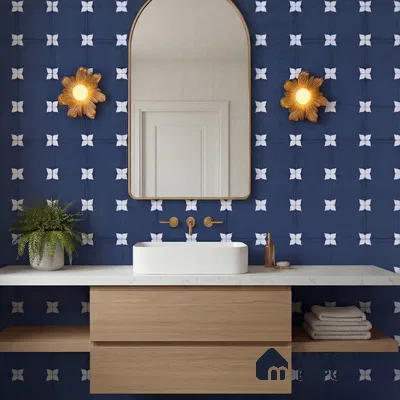 Moroccan Wall & Floor Athangudi Highlighter Tile TL 11182 Indigo Petal 1 ft x 1 ft Ceramic Matte Finish Tile - 10 mm | Suitable For Kitchen, Bathroom, Balcony