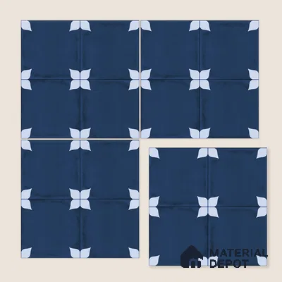 Moroccan Wall & Floor Athangudi Highlighter Tile TL 11182 Indigo Petal 1 ft x 1 ft Ceramic Matte Finish Tile - 10 mm | Suitable For Kitchen, Bathroom, Balcony