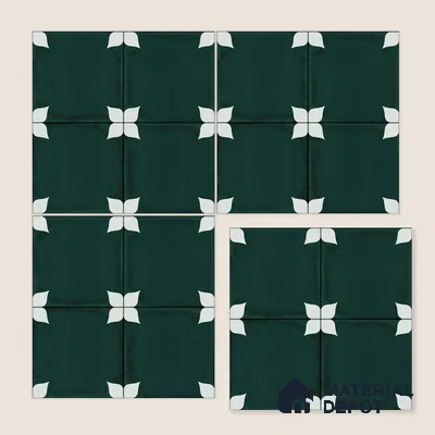 Moroccan Wall & Floor Athangudi Highlighter Tile TL 11183 Verdant Petal 1 ft x 1 ft Ceramic Matte Finish Tile - 10 mm | Suitable For Kitchen, Bathroom, Balcony