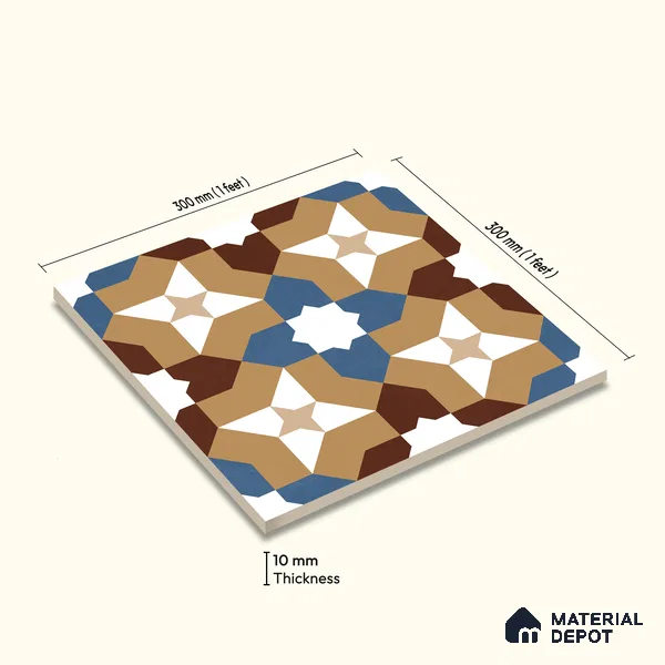 Moroccan Wall & Floor Tile TL 11185 Mosaic Terra 1 ft x 1 ft Ceramic Matte Finish Tile - 10 mm | Suitable For Kitchen, Bathroom, Balcony