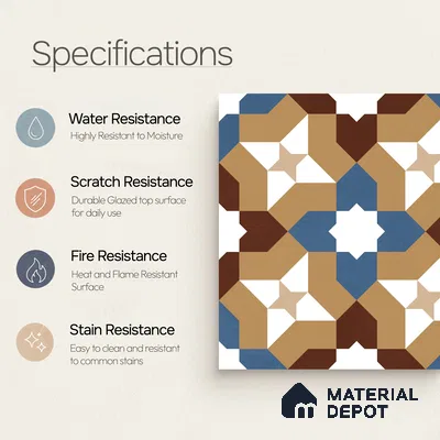 Moroccan Wall & Floor Tile TL 11185 Mosaic Terra 1 ft x 1 ft Ceramic Matte Finish Tile - 10 mm | Suitable For Kitchen, Bathroom, Balcony