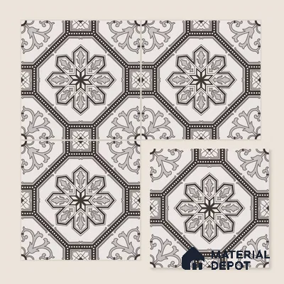Moroccan Wall & Floor Tile TL 11186 Ornate Star 1 ft x 1 ft Ceramic Matte Finish Tile - 10 mm | Suitable For Kitchen, Bathroom, Balcony