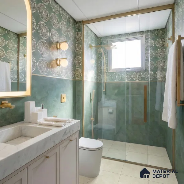 Moroccan Wall & Floor Highlighter 1 Tile TL 11188 Verdant Bloom 1 ft x 1 ft Ceramic Matte Finish Tile - 10 mm | Suitable For Kitchen, Bathroom, Balcony