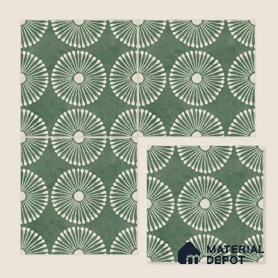 Moroccan Wall & Floor Highlighter 1 Tile TL 11188 Verdant Bloom 1 ft x 1 ft Ceramic Matte Finish Tile - 10 mm | Suitable For Kitchen, Bathroom, Balcony