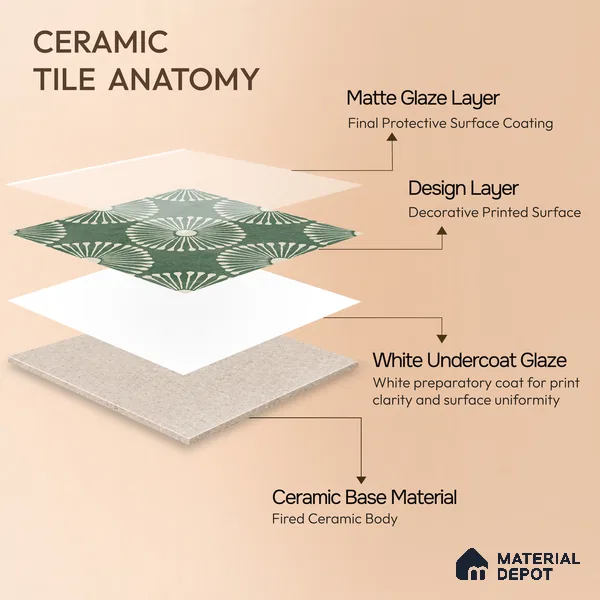 Moroccan Wall & Floor Highlighter 1 Tile TL 11188 Verdant Bloom 1 ft x 1 ft Ceramic Matte Finish Tile - 10 mm | Suitable For Kitchen, Bathroom, Balcony