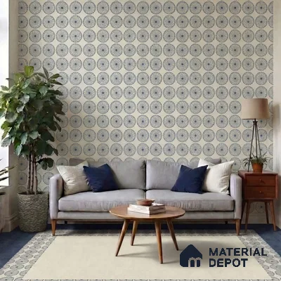 Moroccan Wall & Floor Highlighter 1 Tile TL 11190 Indigo Bloom 1 ft x 1 ft Ceramic Matte Finish Tile - 10 mm | Suitable For Kitchen, Bathroom, Balcony