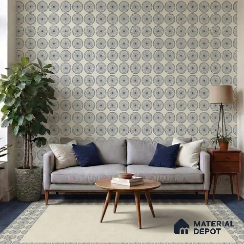 Moroccan Wall & Floor Highlighter 1 Tile TL 11190 Indigo Bloom 1 ft x 1 ft Ceramic Matte Finish Tile - 10 mm | Suitable For Kitchen, Bathroom, Balcony