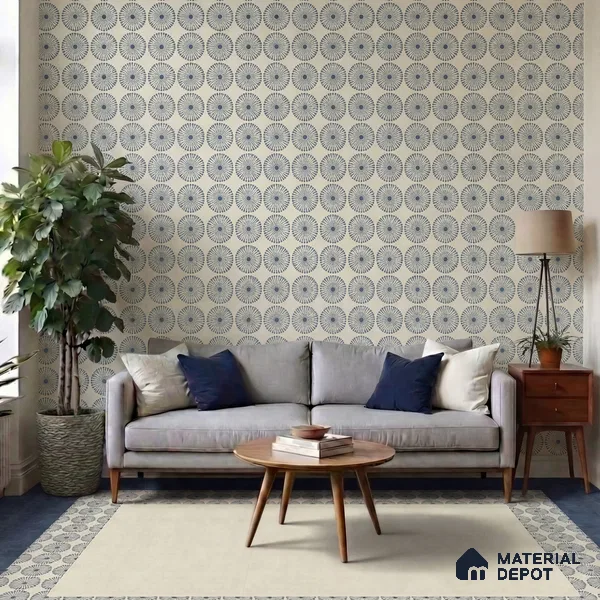 Moroccan Wall & Floor Highlighter 1 Tile TL 11190 Indigo Bloom 1 ft x 1 ft Ceramic Matte Finish Tile - 10 mm | Suitable For Kitchen, Bathroom, Balcony