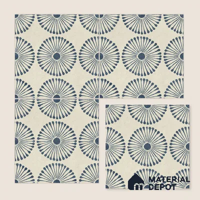 Moroccan Wall & Floor Highlighter 1 Tile TL 11190 Indigo Bloom 1 ft x 1 ft Ceramic Matte Finish Tile - 10 mm | Suitable For Kitchen, Bathroom, Balcony