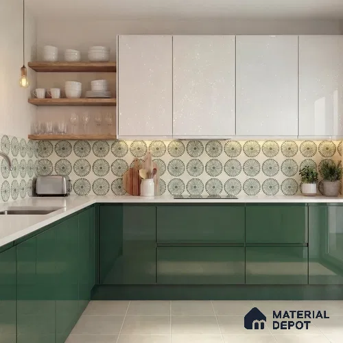 Moroccan Wall & Floor Highlighter 2 Tile TL 11191 Sage Radiance 1 ft x 1 ft Ceramic Matte Finish Tile - 10 mm | Suitable For Kitchen, Bathroom, Balcony